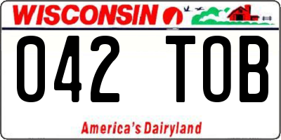 WI license plate 042TOB