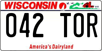 WI license plate 042TOR