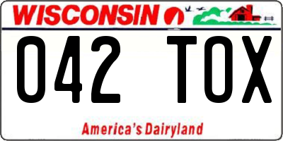 WI license plate 042TOX