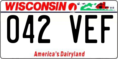WI license plate 042VEF