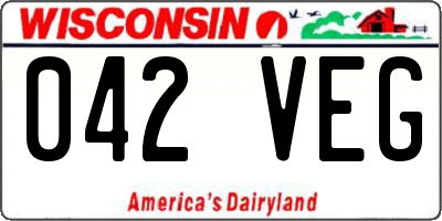 WI license plate 042VEG