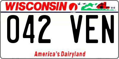 WI license plate 042VEN