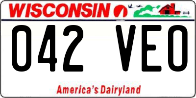 WI license plate 042VEO