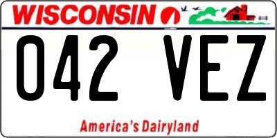 WI license plate 042VEZ