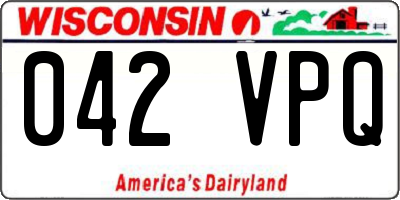 WI license plate 042VPQ
