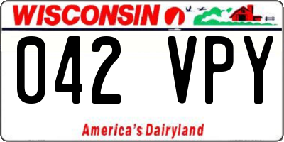 WI license plate 042VPY