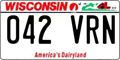 WI license plate 042VRN