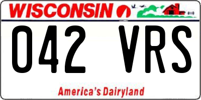 WI license plate 042VRS