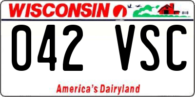 WI license plate 042VSC