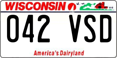 WI license plate 042VSD
