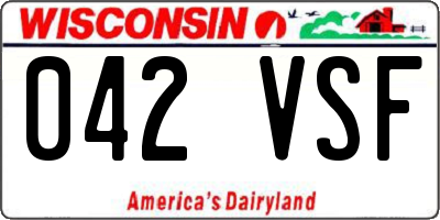 WI license plate 042VSF