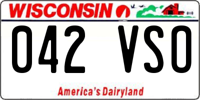WI license plate 042VSO