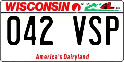 WI license plate 042VSP