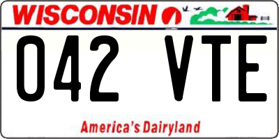 WI license plate 042VTE