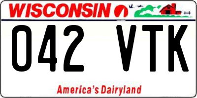 WI license plate 042VTK