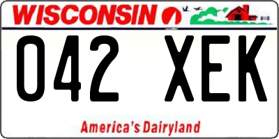 WI license plate 042XEK