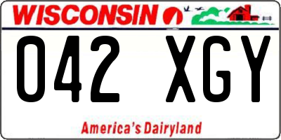 WI license plate 042XGY