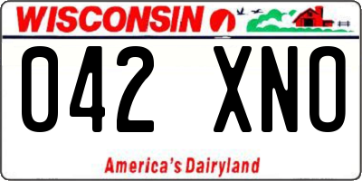 WI license plate 042XNO