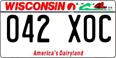 WI license plate 042XOC