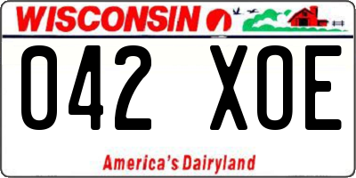 WI license plate 042XOE