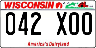 WI license plate 042XOO