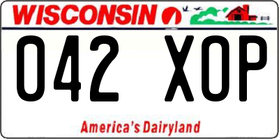 WI license plate 042XOP