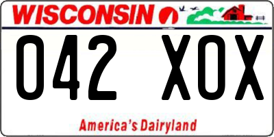 WI license plate 042XOX