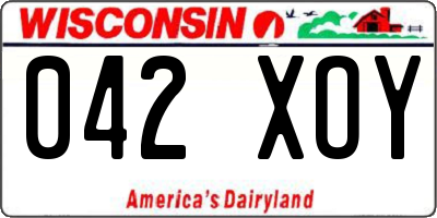 WI license plate 042XOY
