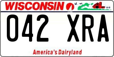 WI license plate 042XRA