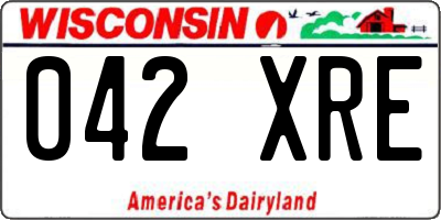 WI license plate 042XRE