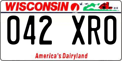 WI license plate 042XRO