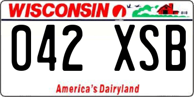 WI license plate 042XSB