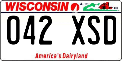 WI license plate 042XSD