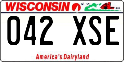 WI license plate 042XSE