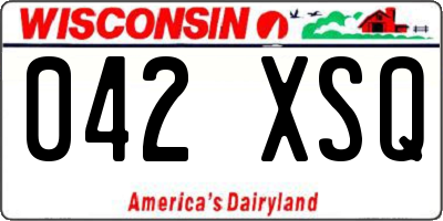 WI license plate 042XSQ