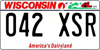 WI license plate 042XSR