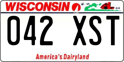WI license plate 042XST