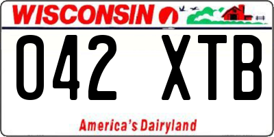WI license plate 042XTB
