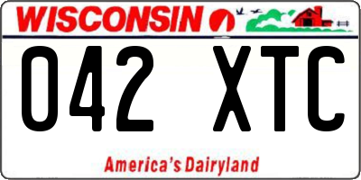 WI license plate 042XTC
