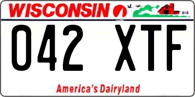 WI license plate 042XTF