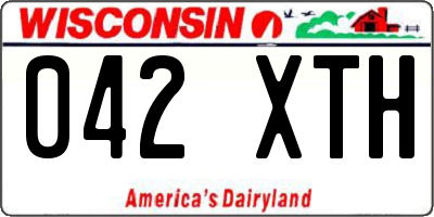 WI license plate 042XTH