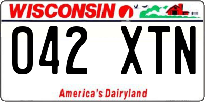 WI license plate 042XTN