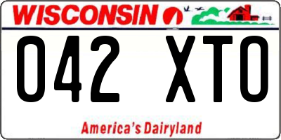 WI license plate 042XTO