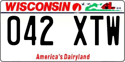 WI license plate 042XTW