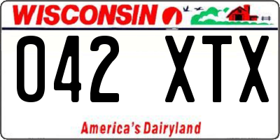 WI license plate 042XTX