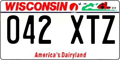 WI license plate 042XTZ