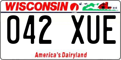 WI license plate 042XUE
