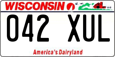 WI license plate 042XUL