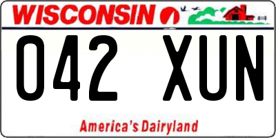 WI license plate 042XUN