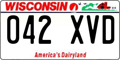 WI license plate 042XVD